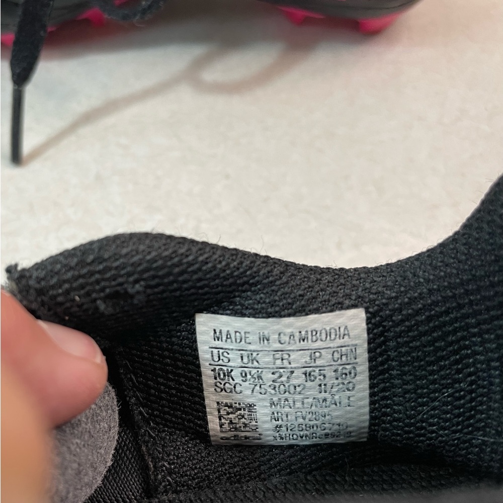 Adidas Girls Soccer Cleats Black Pink Size 10 - Picture 6 of 10